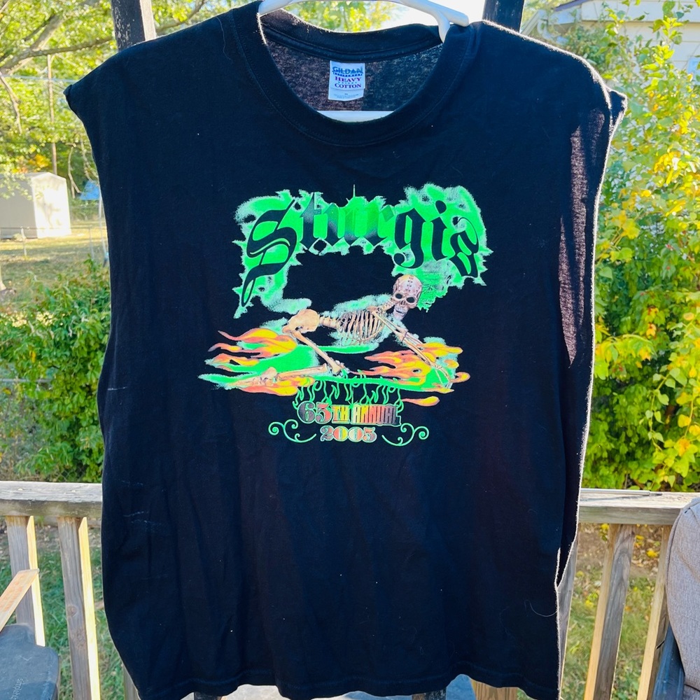 x Sturgis Rally T Shirt Men XL Black Cotton Skeleton Biker 2005 65th Anniversary